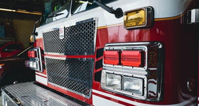 front of fire engine